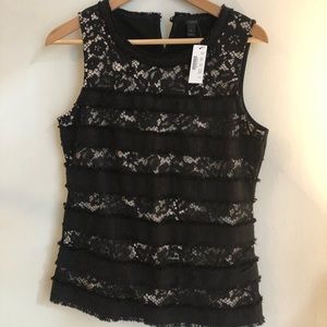 JCREW- Fringey top in tweed and lace